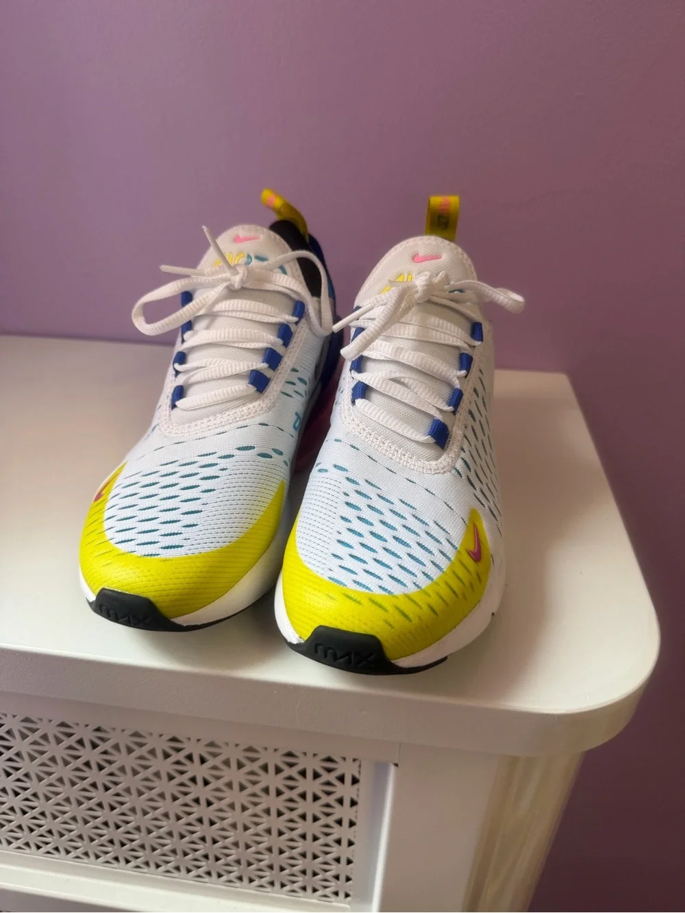 Nike Kids Air Max 270 React White Yellow Blue Pink